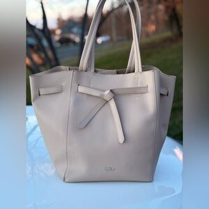 Vera Neutral Knot-Front Leather Tote